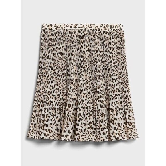 Banana Republic Pleated Cheetah Animal Print Skirt Women’s 4 Flounce Mini Skirt - Picture 1 of 8
